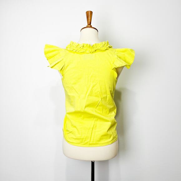 Never A Wallflower yellow top ruffle shoulder 100% cotton Size XS - Picture 2 of 6